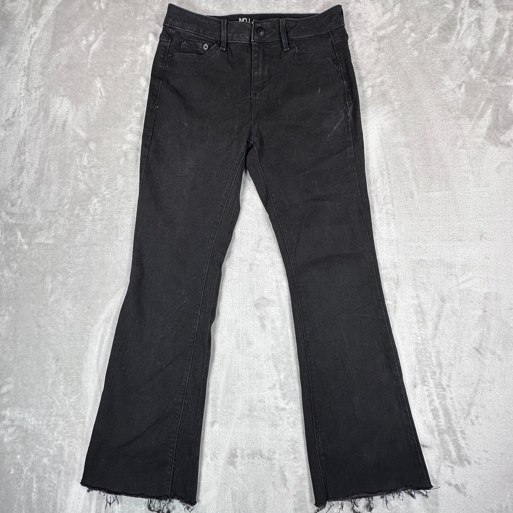 No Boundaries Bootcut Jeans Womens Size 5 Black Denim Stretch Raw Hem Pants